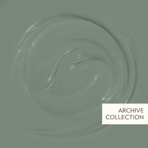 Close-up of gray paint swatch with 'Archive Collection' label