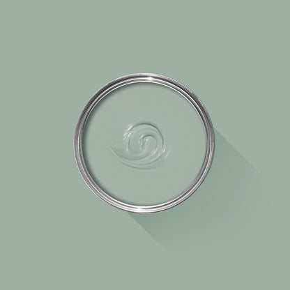 Clear glass lid with a metal rim on a light green background