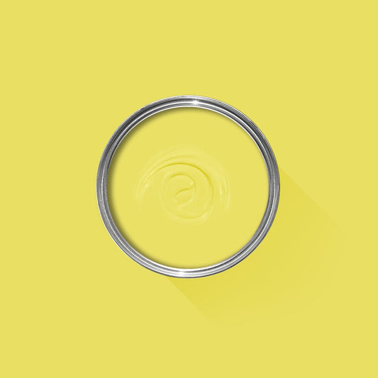 Metallic ring with a logo on a yellow background